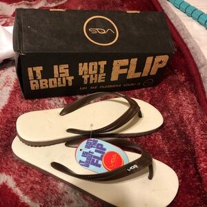 Women's Brown and Cream Sandals